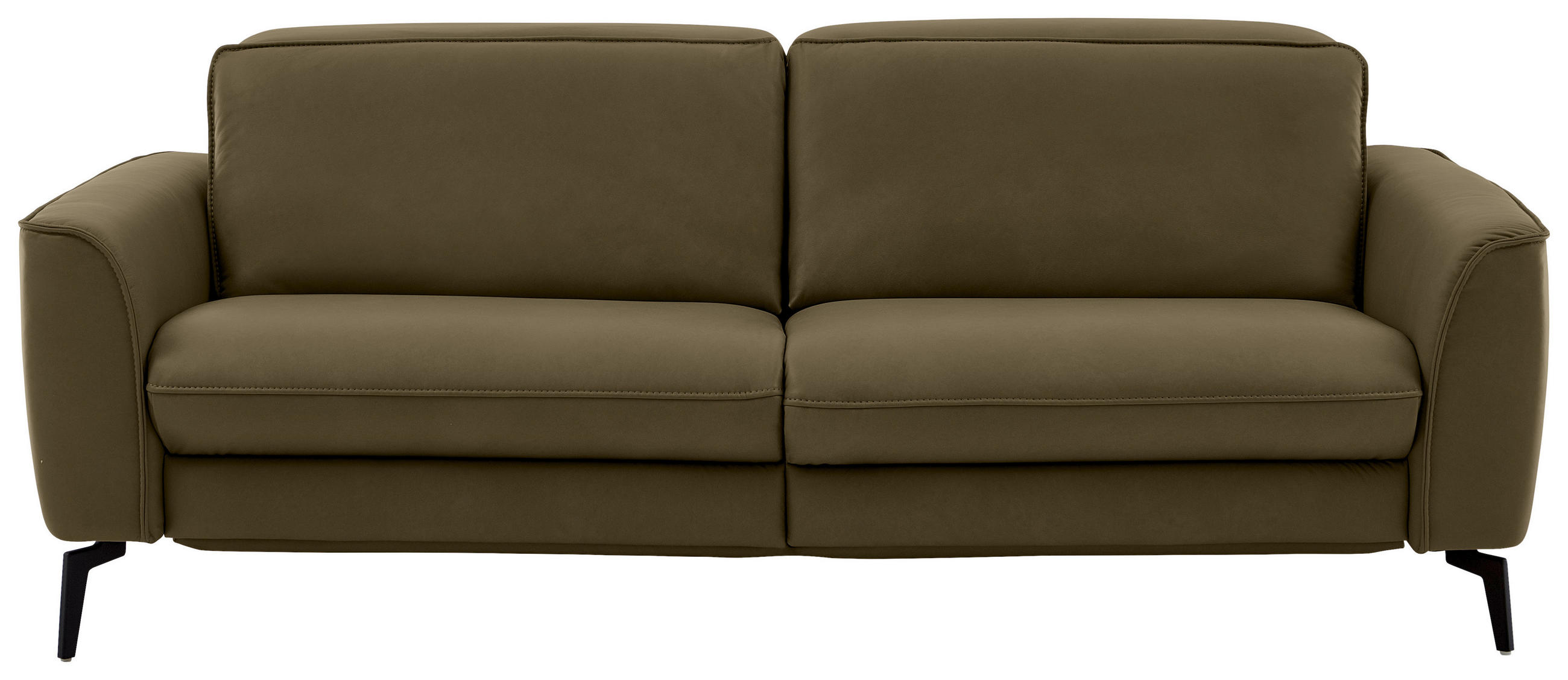 3-SITZER-SOFA in Leder Grün  - Schwarz/Grün, Natur, Leder/Metall (222/81/110cm) - Valdera