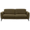 3-SITZER-SOFA in Echtleder Grün  - Schwarz/Grün, Natur, Leder/Metall (222/81/110cm) - Valdera