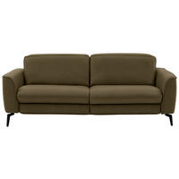 3-SITZER-SOFA in Echtleder Grün  - Schwarz/Grün, Natur, Leder/Metall (222/81/110cm) - Valdera