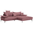 ECKSOFA in Flachgewebe Rosa  - Schwarz/Rosa, MODERN, Textil/Metall (297/173cm) - Carryhome