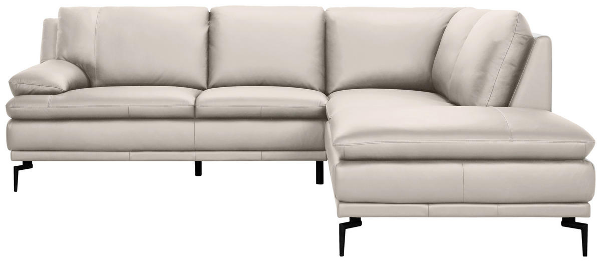 ECKSOFA Weiß Echtleder  - Schwarz/Weiß, Design, Leder (248/221cm) - MID.YOU