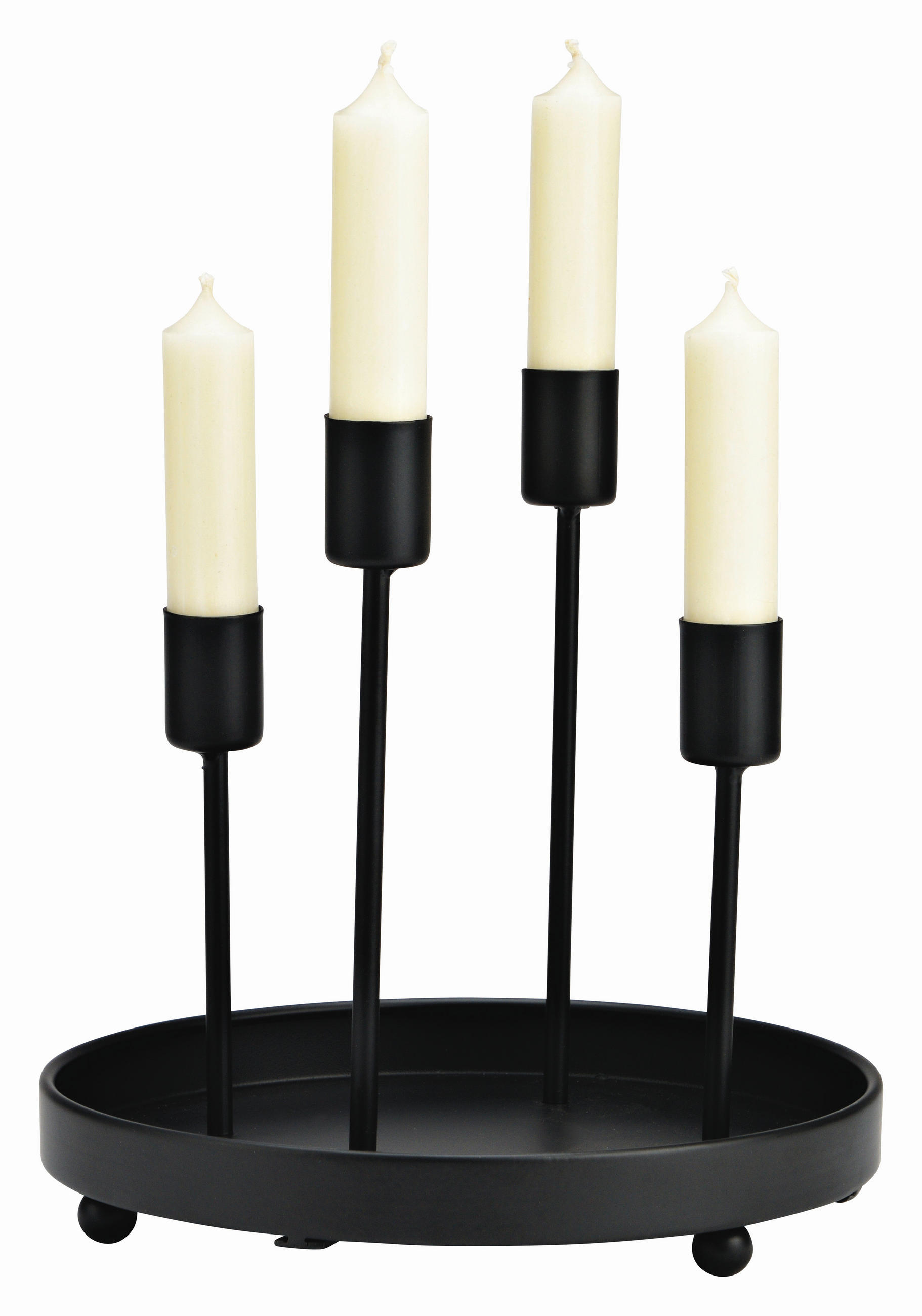 ADVENTSKERZENHALTER  - Schwarz, Basics, Metall (20/20/20cm) - X-Mas