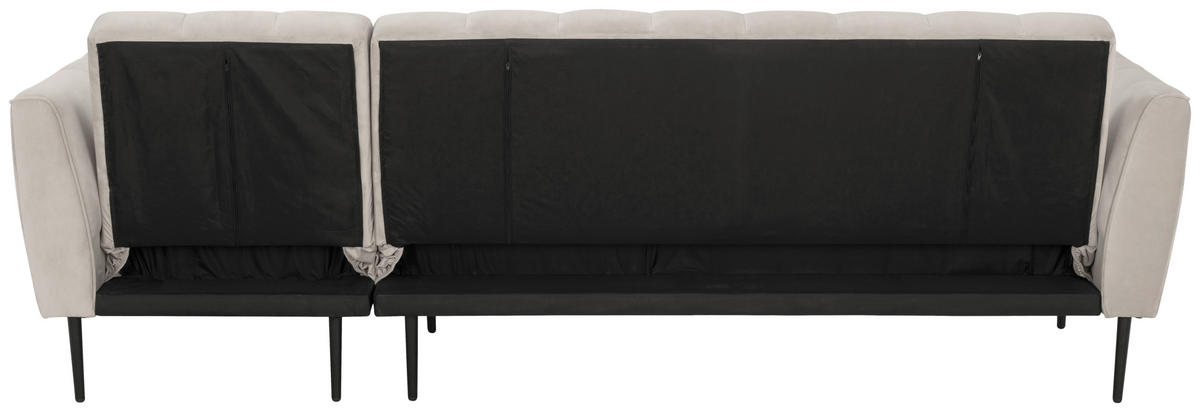 ECKSOFA Creme Samt  - Creme/Schwarz, MODERN, Textil/Metall (253/87/169cm) - P & B