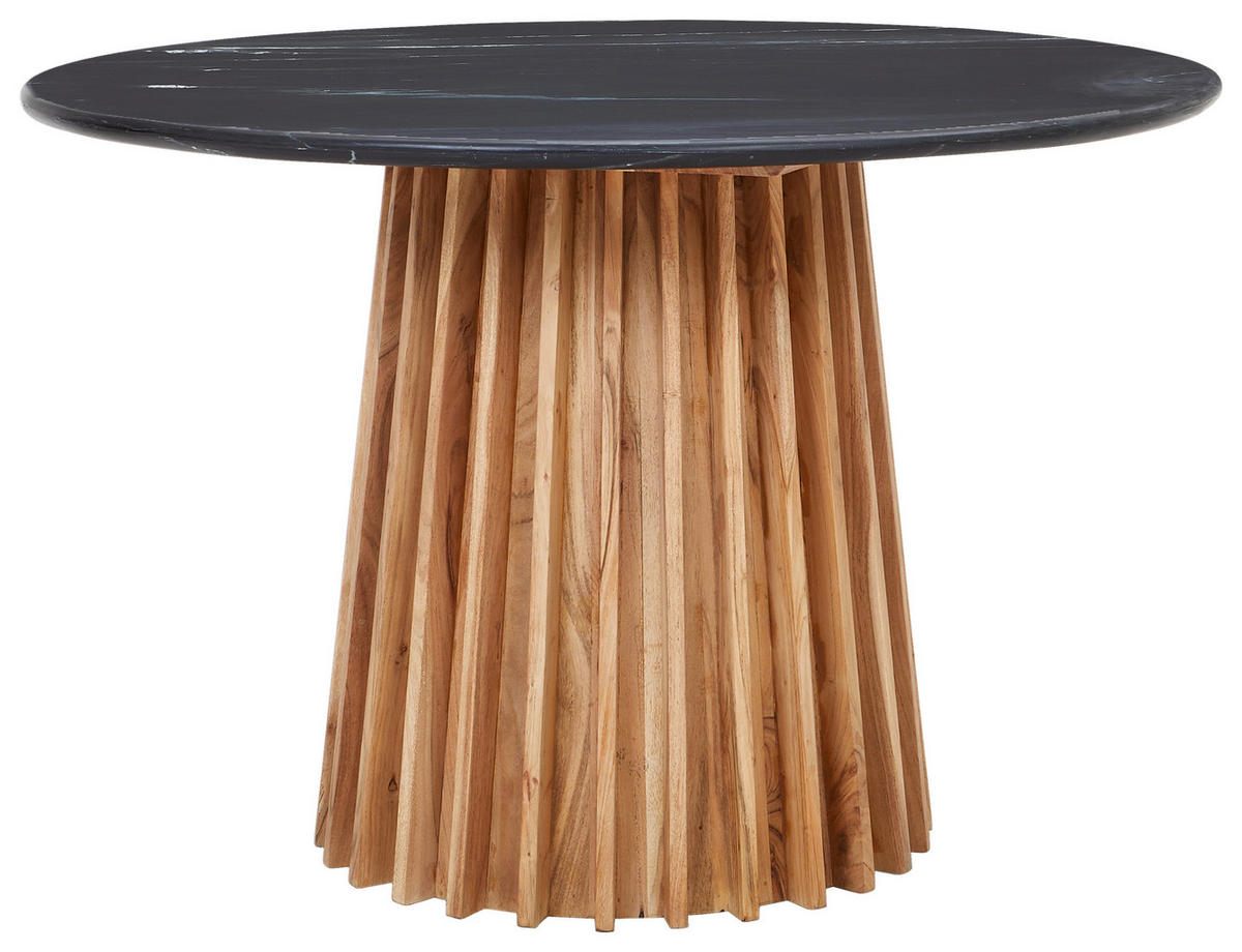 ESSTISCH in Holz, Stein 120/120/76 cm  - Schwarz/Akaziefarben, MODERN, Holz/Stein (120/120/76cm) - Livetastic