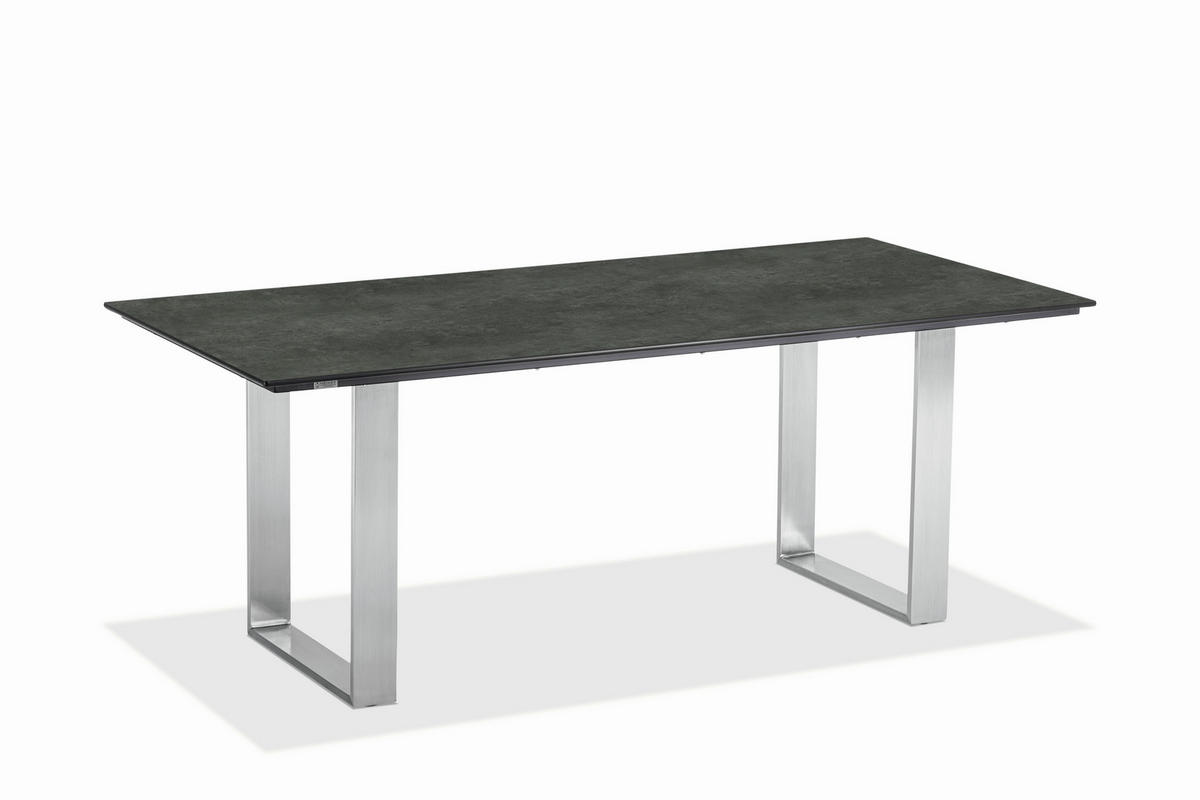 GARTENTISCH 180/95/76 cm Kunststoff Graphitfarben, Edelstahlfarben rechteckig  - Edelstahlfarben/Graphitfarben, Design, Kunststoff/Metall (180/95/76cm)