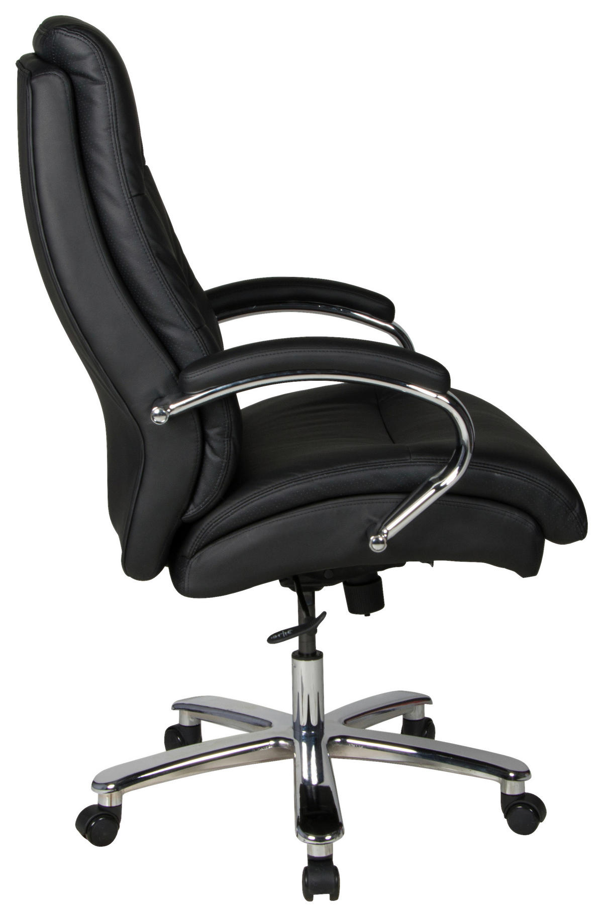 CHEFSESSEL Lederlook Schwarz  - Chromfarben/Schwarz, KONVENTIONELL, Kunststoff/Textil (81/113-121/81cm) - Boxxx