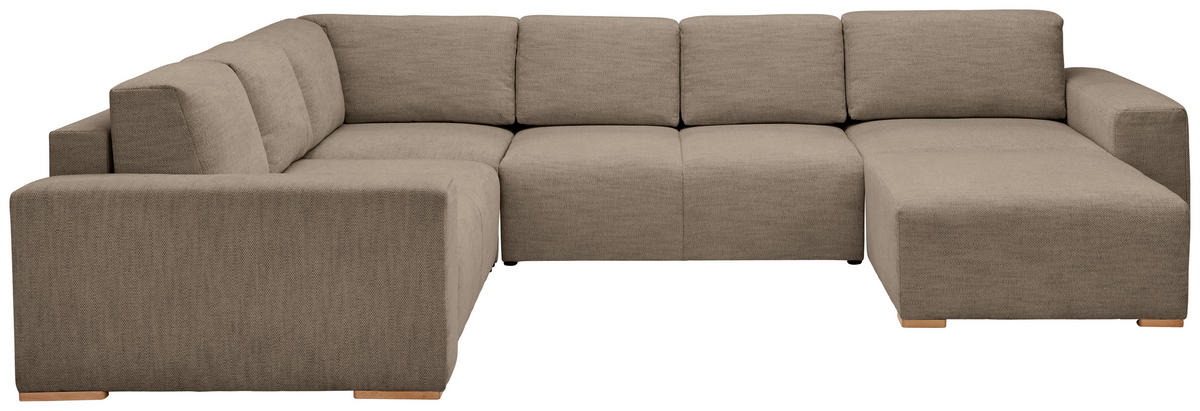 WOHNLANDSCHAFT in Flachgewebe Braun  - Buchefarben/Schwarz, Konventionell, Holz/Kunststoff (283/371/208cm) - Livetastic