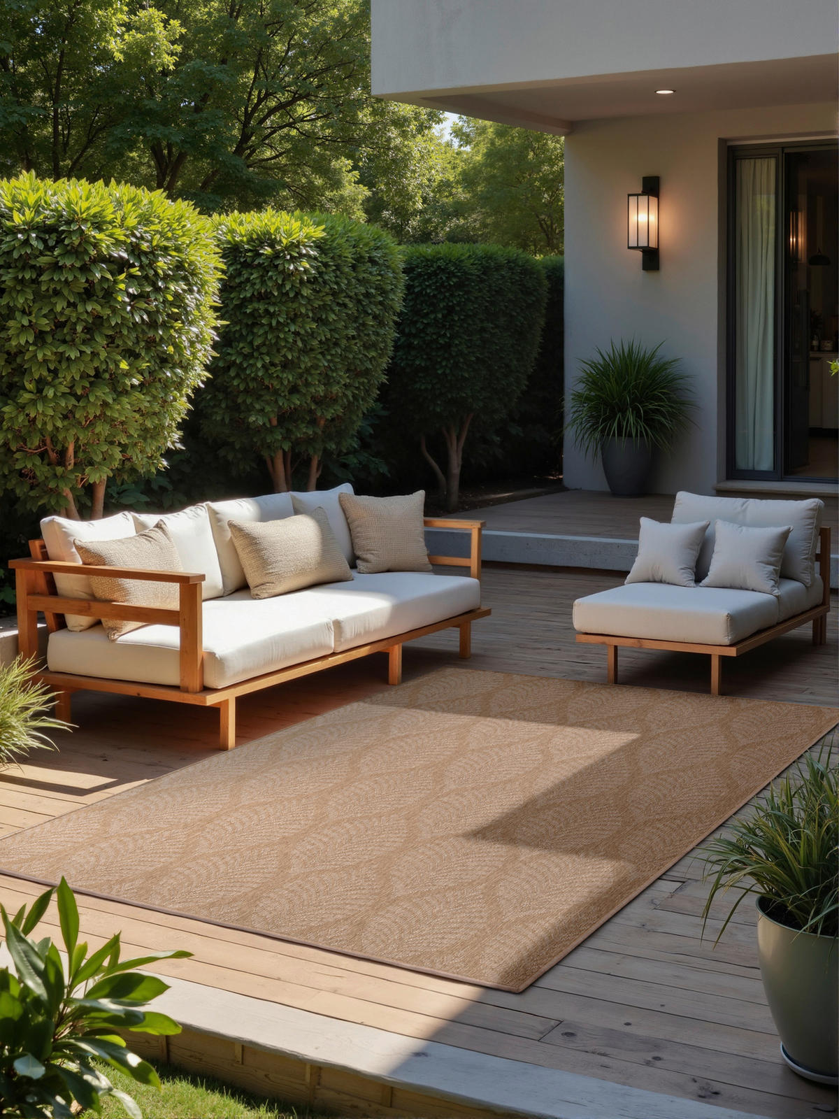 OUTDOORTEPPICH 120/170 cm Duet Weiß, Sandfarben  - Sandfarben/Weiß, Design, Kunststoff (120/170cm)