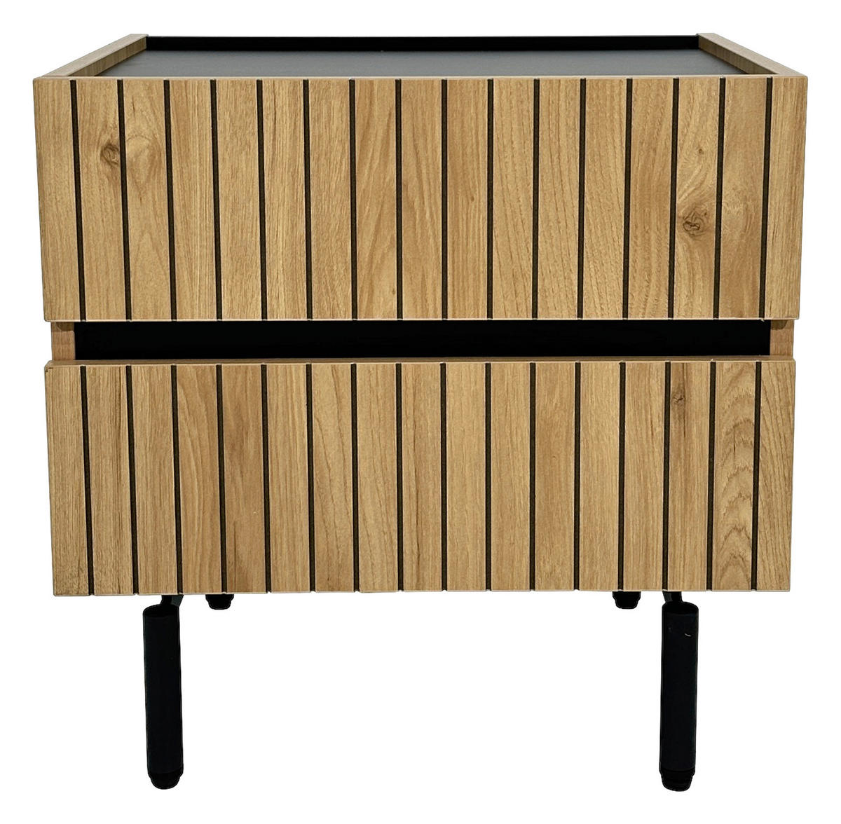 NACHTKÄSTCHEN in Schwarz, Eichefarben  - Eichefarben/Schwarz, Design, Holzwerkstoff/Metall (50/50/40cm) - Xora