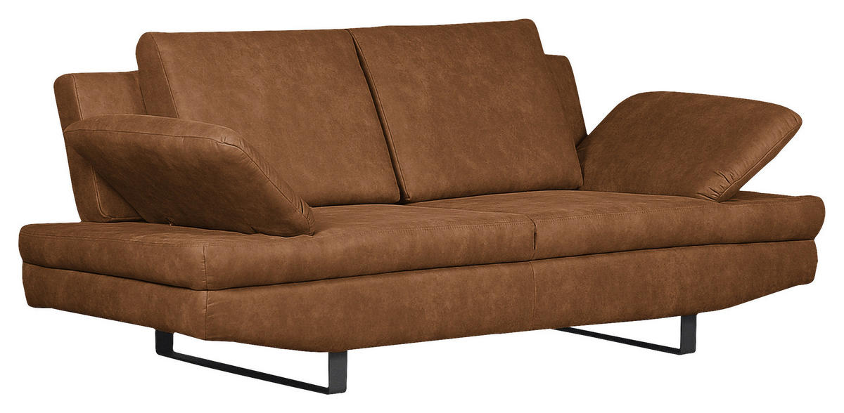2-SITZER-SOFA in Mikrofaser Cognac  - Cognac/Schwarz, Design, Textil/Metall (198/78/88cm) - MID.YOU