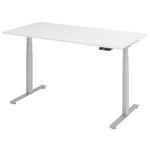 SCHREIBTISCH 160/80/64,5-129,5 cm  in Silberfarben, Weiß  - Silberfarben/Weiß, KONVENTIONELL, Holzwerkstoff/Metall (160/80/64,5-129,5cm) - Venda