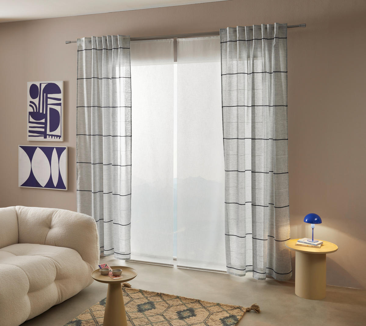 FERTIGVORHANG halbtransparent  - Blau, Design, Textil (140/245cm) - Esposa