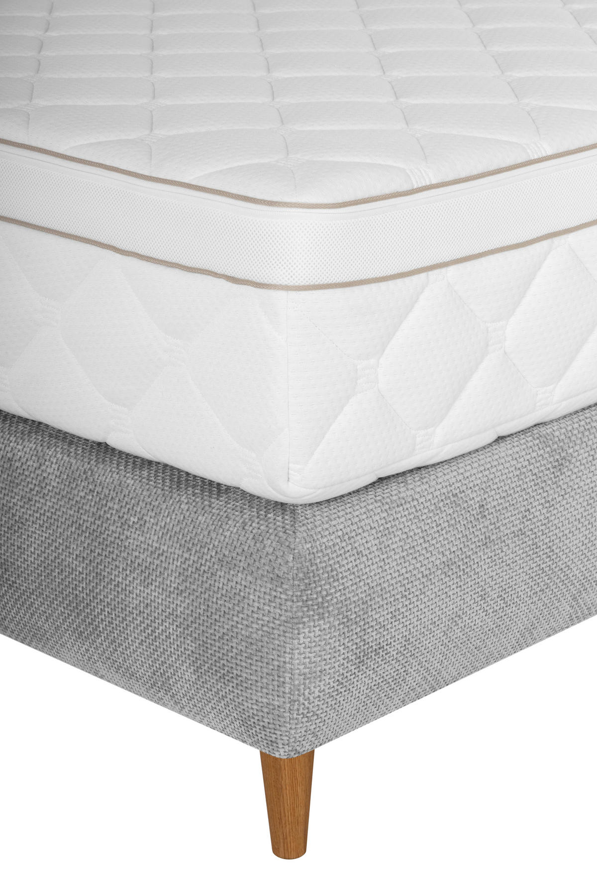 BOXSPRINGBETT 180/200 cm  in Grau  - Eichefarben/Grau, MODERN, Holz/Textil (180/200cm) - Welnova