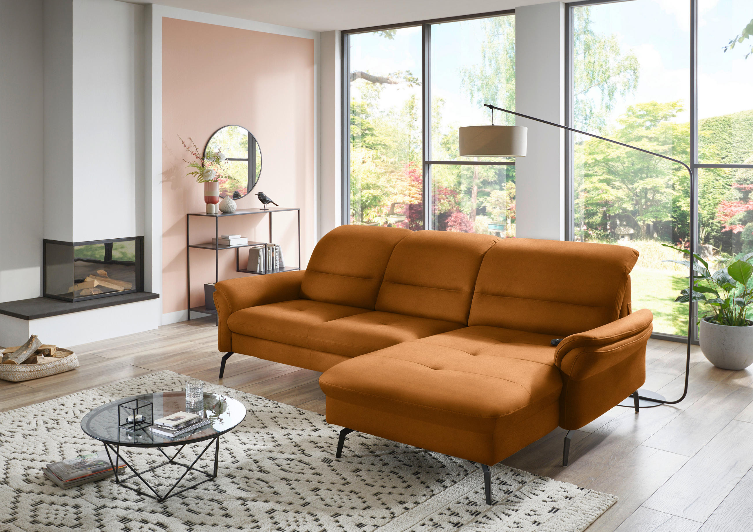 ECKSOFA in Flachgewebe Currygelb  - Currygelb/Schwarz, KONVENTIONELL, Textil/Metall (260/181cm) - Beldomo Speed