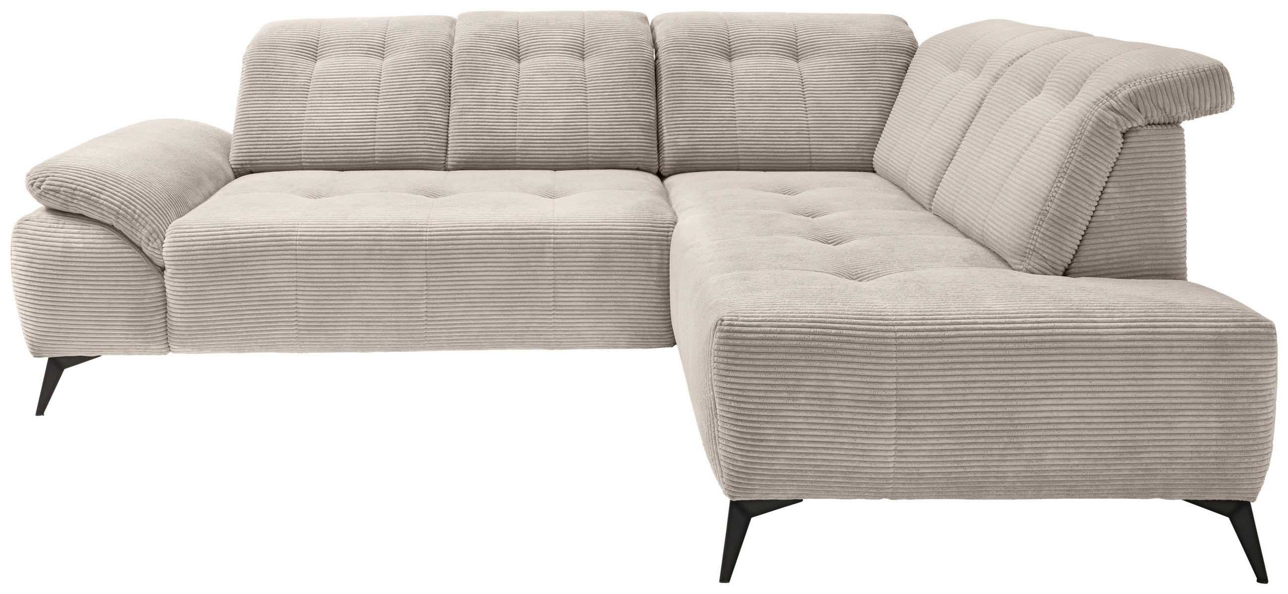 ECKSOFA Beige Cord  - Beige/Schwarz, MODERN, Textil/Metall (272/200cm) - Livetastic