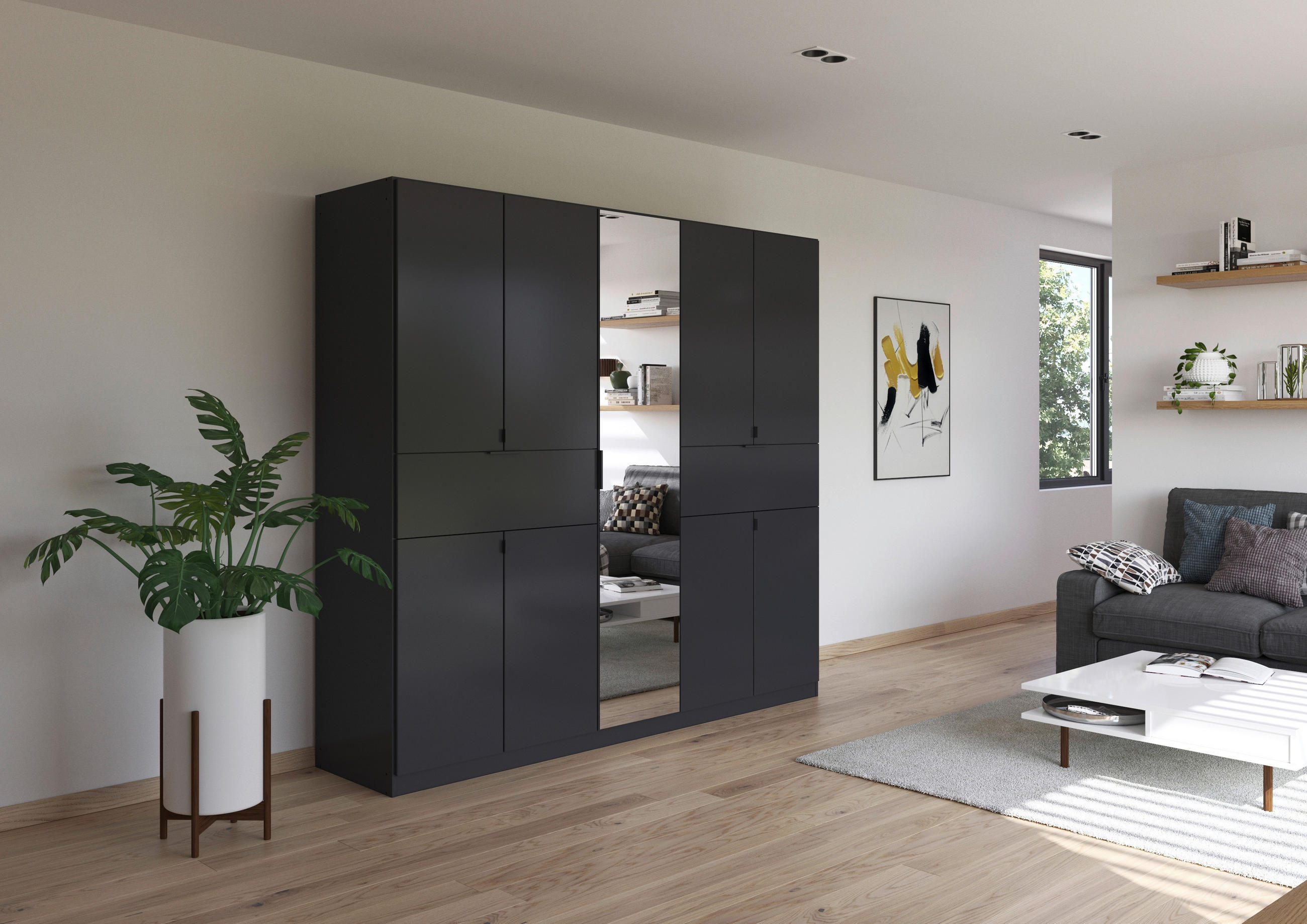 DREHTÜRENSCHRANK 226/210/54 cm 9-türig Grau  - Grau, MODERN, Holzwerkstoff/Metall (226/210/54cm) - Rauch Möbel