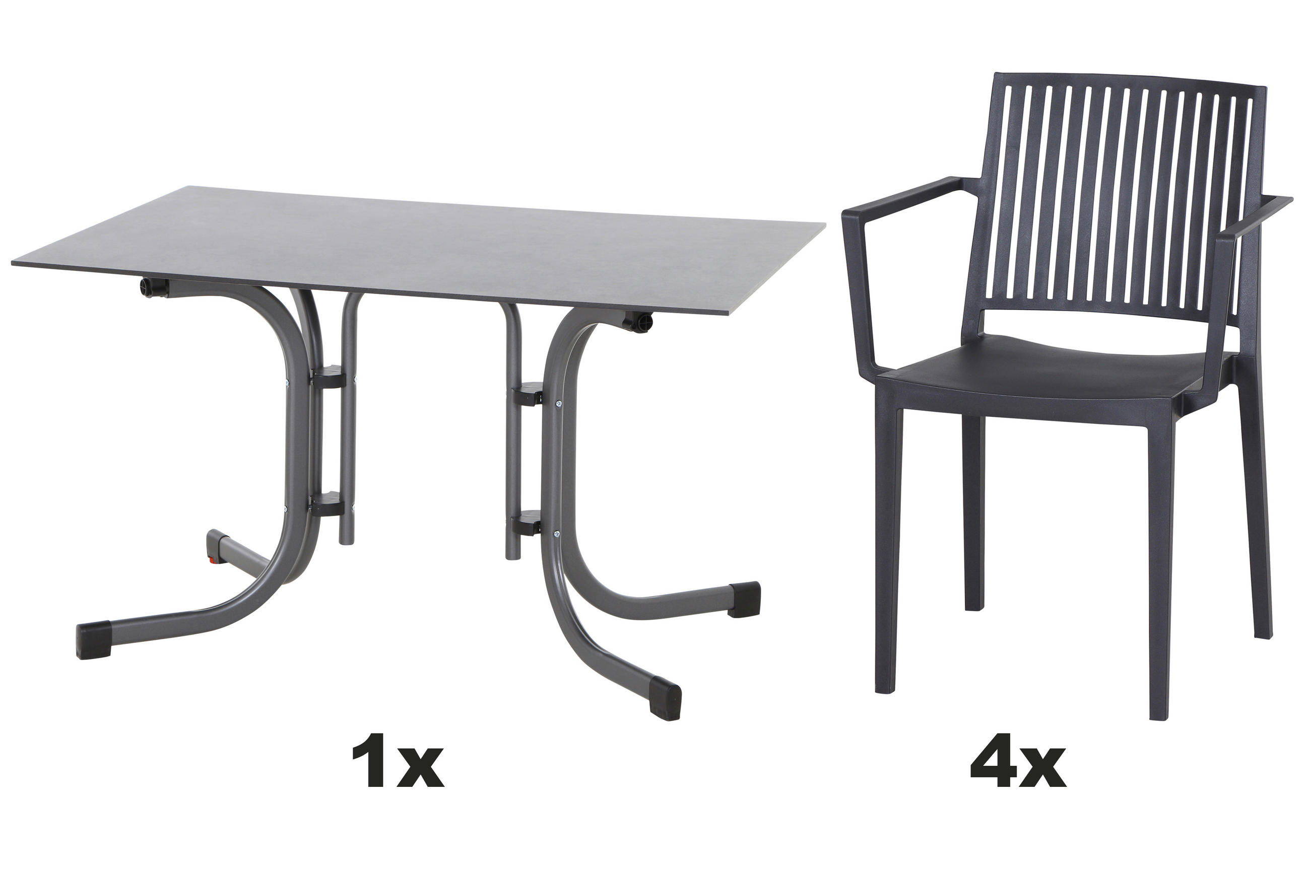 Siena Garden Gartengarnitur Urban Lights Anthrazit 80x80x120 cm