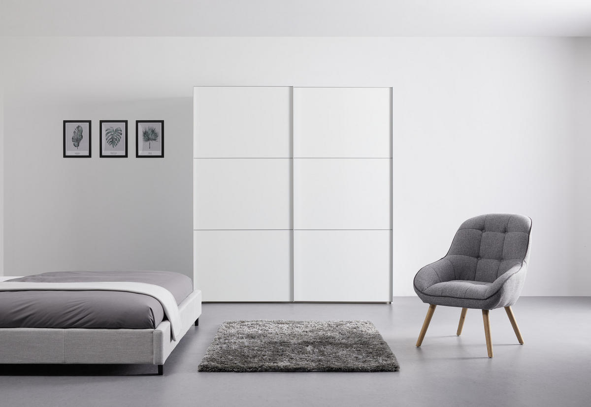 SCHWEBETÜRENSCHRANK in Weiss  - Weiss/Alufarben, Modern (200/222/68cm) - MID.YOU