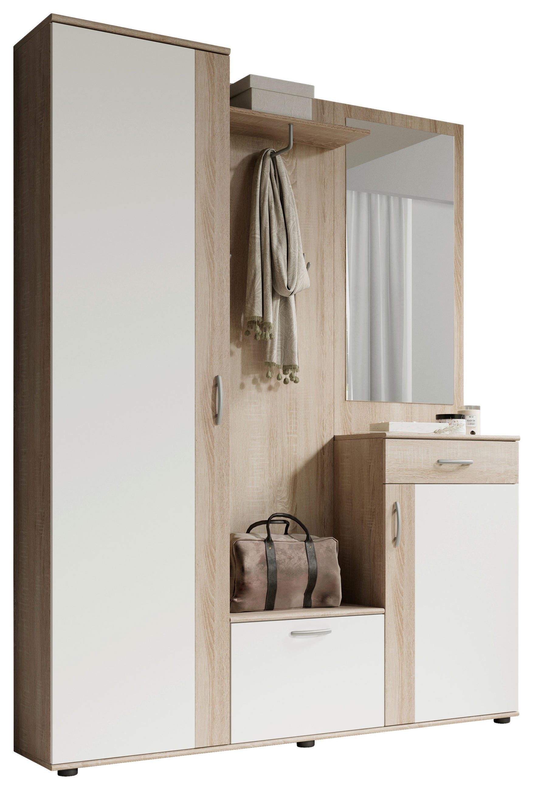 ŠATNA, 145/188/30 cm - bílá/Sonoma dub, Konvenční, kompozitní dřevo (145/188/30cm) - Carryhome