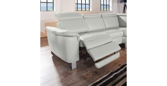 ECKSOFA in Echtleder Hellgrau  - Hellgrau/Alufarben, Design, Leder/Metall (271/242cm) - Cantus