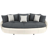 MEGASOFA in Lederlook, Mikrofaser Grau, Weiss  - Weiss/Schwarz, Lifestyle, Textil (238/80/140cm) - MID.YOU