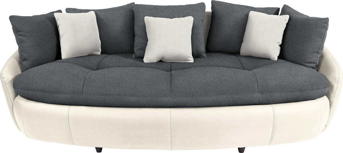 MEGASOFA in Lederlook, Mikrofaser Grau, Weiss  - Weiss/Schwarz, Lifestyle, Textil (238/80/140cm) - MID.YOU