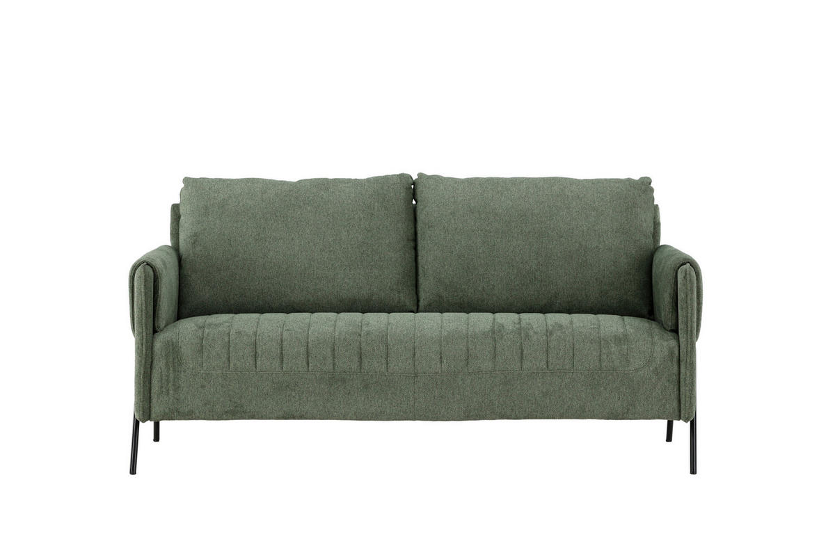 2-SITZER-SOFA Grün, Schwarz  - Schwarz/Grün, MODERN, Textil/Metall (165/85/77cm) - Livetastic