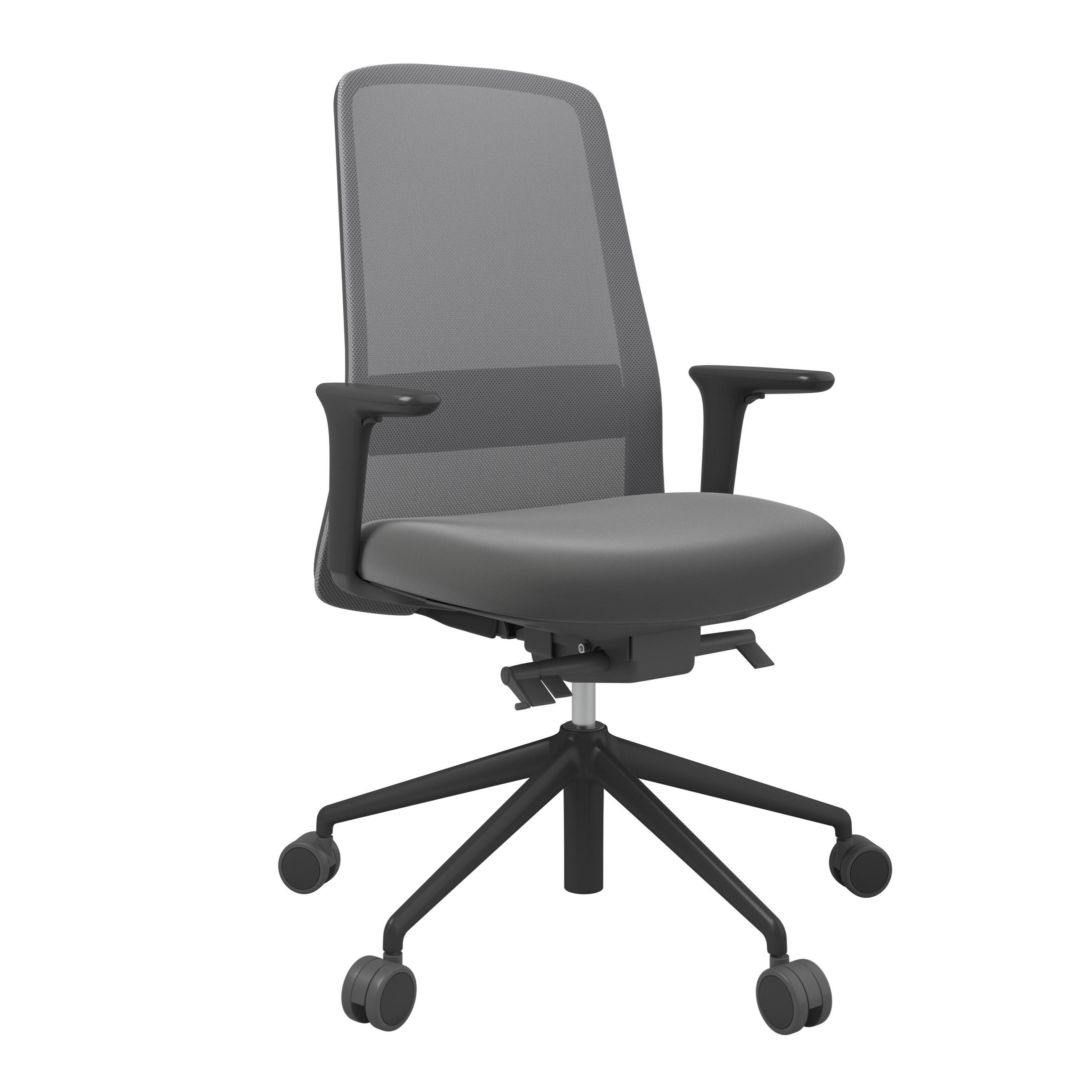 DREHSTUHL Lederlook Grau, Schwarz, Dunkelgrau  - Dunkelgrau/Schwarz, MODERN, Kunststoff/Textil (70/103-115/70cm)