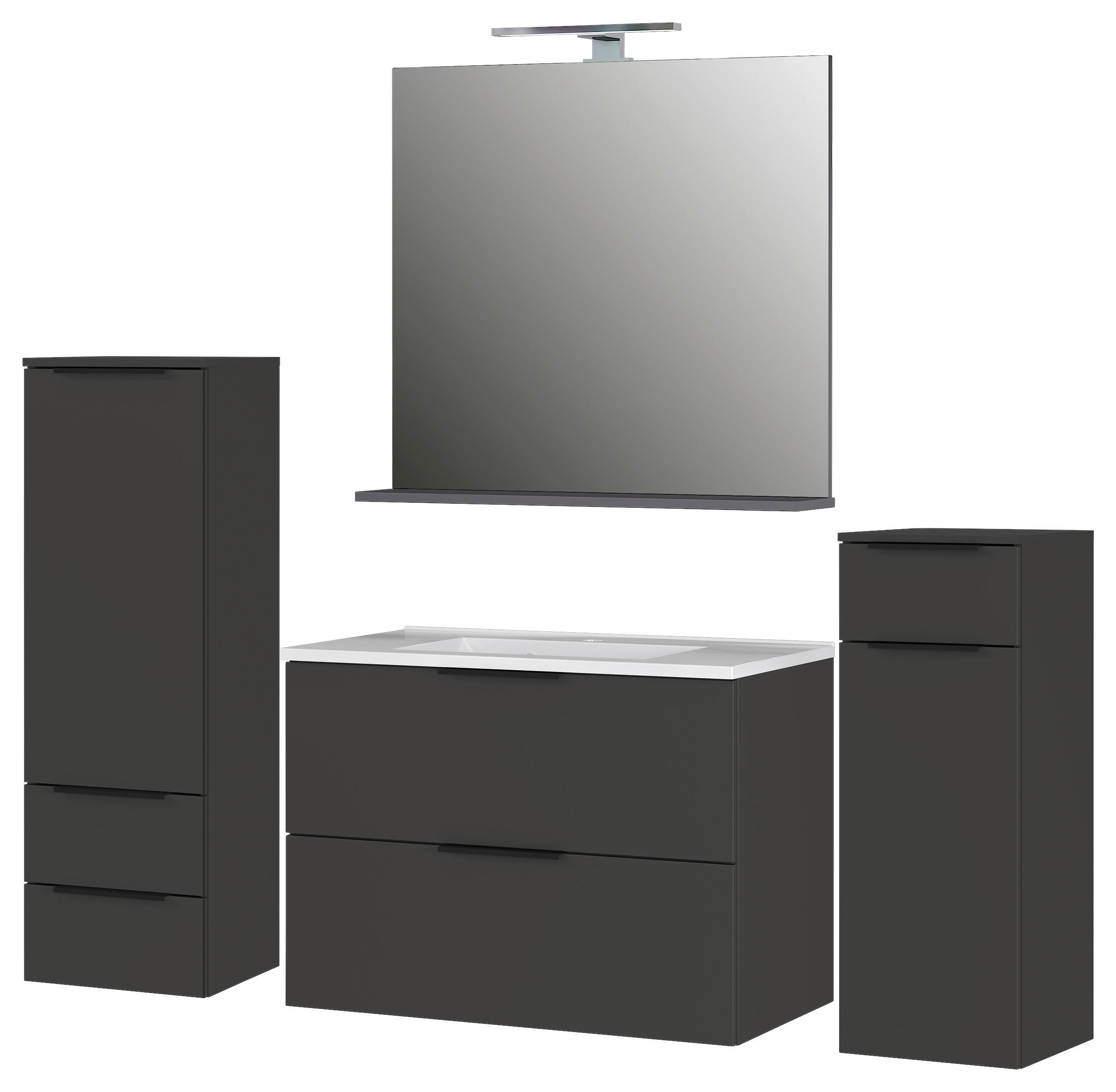 BADEZIMMER 5-teilig  in 183 cm  - Schwarz/Graphitfarben, MODERN, Holzwerkstoff/Kunststoff (183cm) - Germania