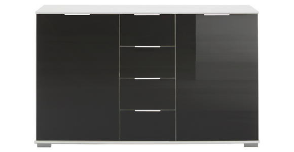 KOMMODE 130/83/41 cm  in Schwarz, Weiß  - Chromfarben/Alufarben, Design, Glas/Holzwerkstoff (130/83/41cm) - Carryhome