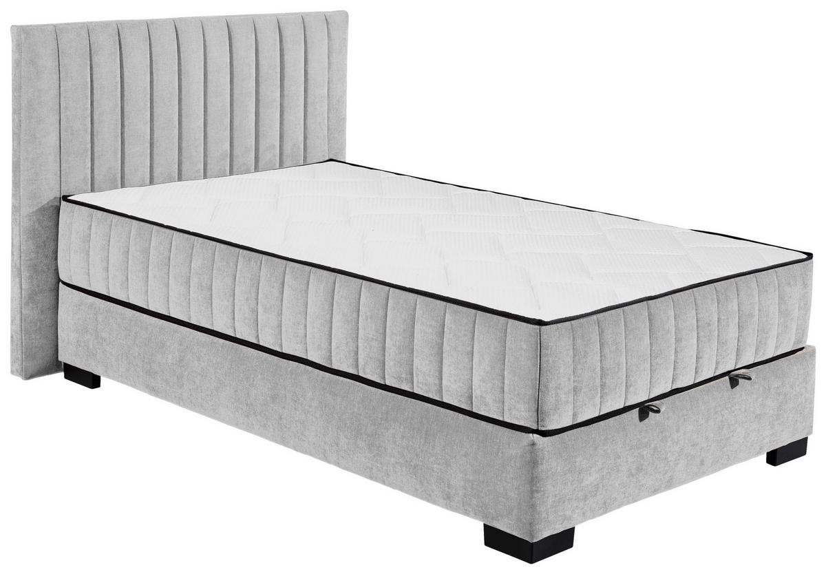BOXBETT 120/200 cm  in Hellgrau  - Hellgrau/Schwarz, Modern, Holzwerkstoff/Kunststoff (120/200cm) - MID.YOU
