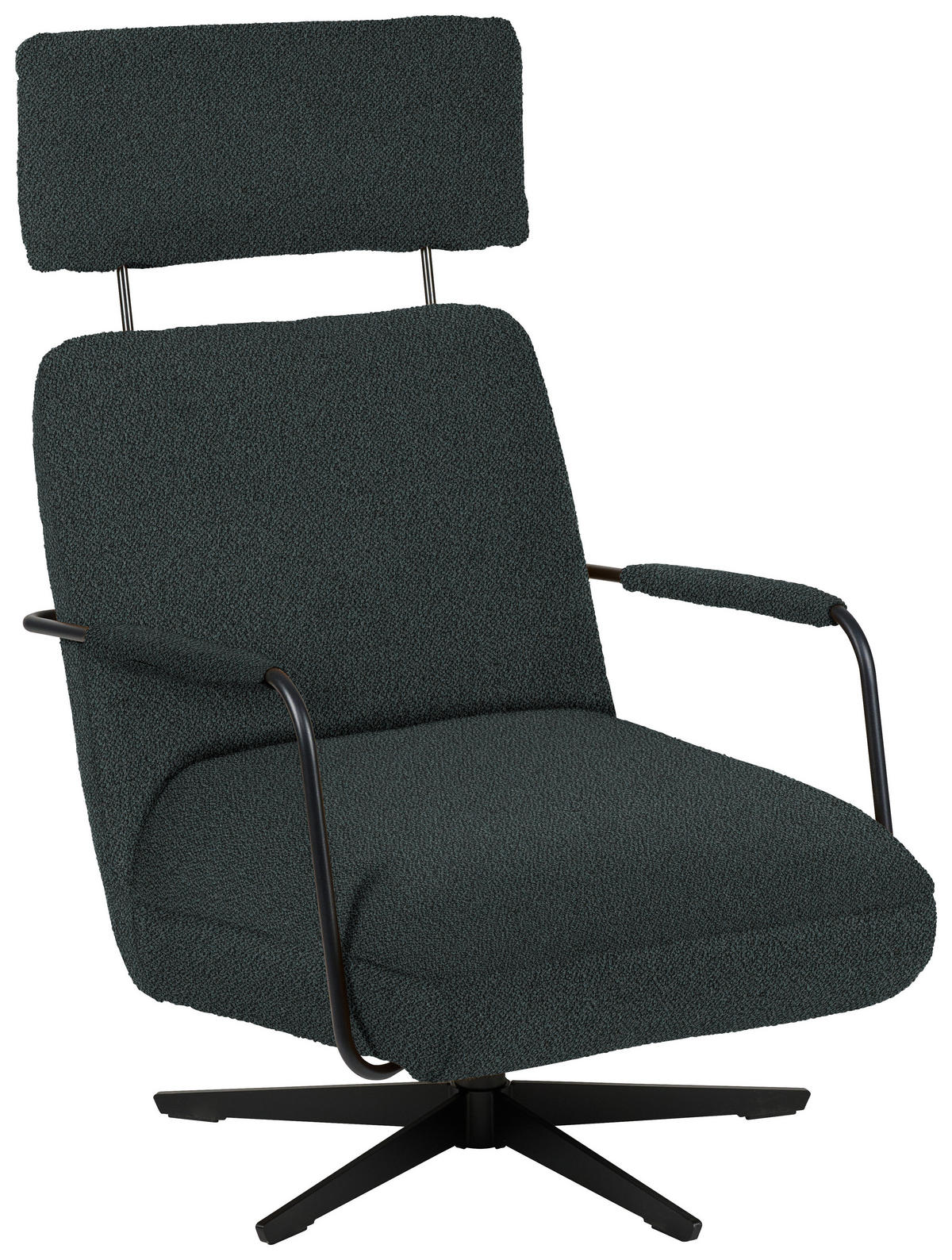 SESSEL in Flachgewebe, Bouclé Anthrazit  - Anthrazit/Schwarz, Design, Textil/Metall (71/103/91cm) - Koinor