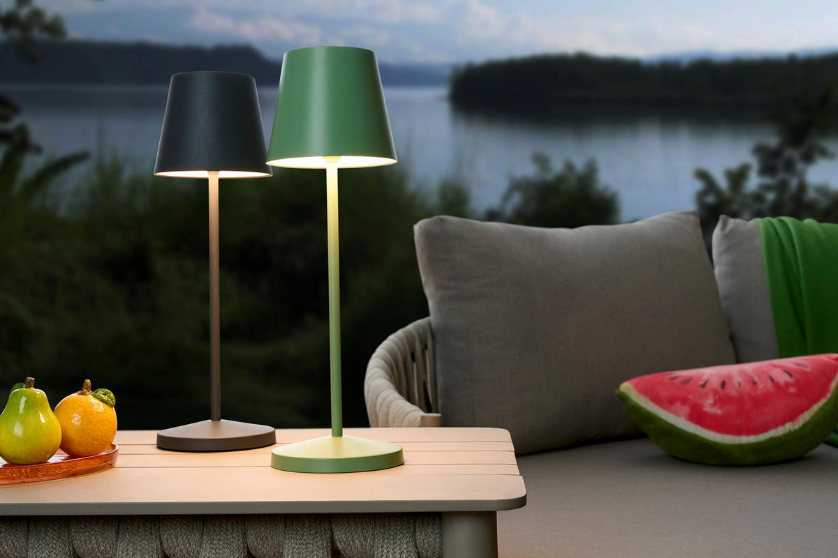STOLNÍ LAMPA NA BATERIE 11/35 cm - šedá, Konvenční, kov (11/35cm) - Novel