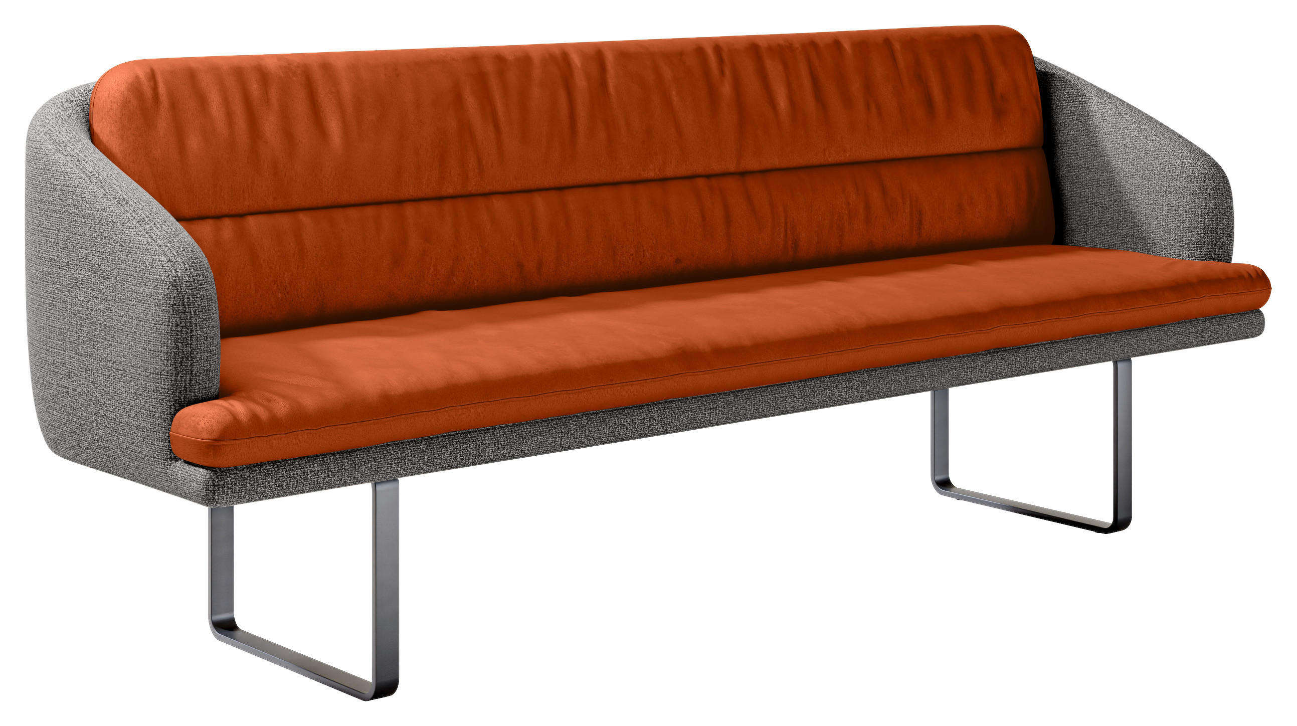 SITZBANK Textil Anthrazit, Kupferfarben  - Anthrazit/Schwarz, Design, Textil/Metall (255/89/68cm) - Dieter Knoll