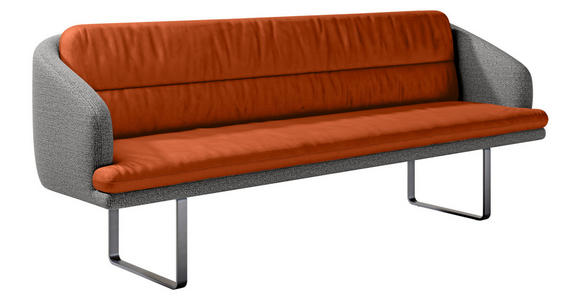 SITZBANK 255/89/68 cm Velours, Flachgewebe Anthrazit, Kupferfarben Metall  - Anthrazit/Schwarz, Design, Textil/Metall (255/89/68cm) - Dieter Knoll