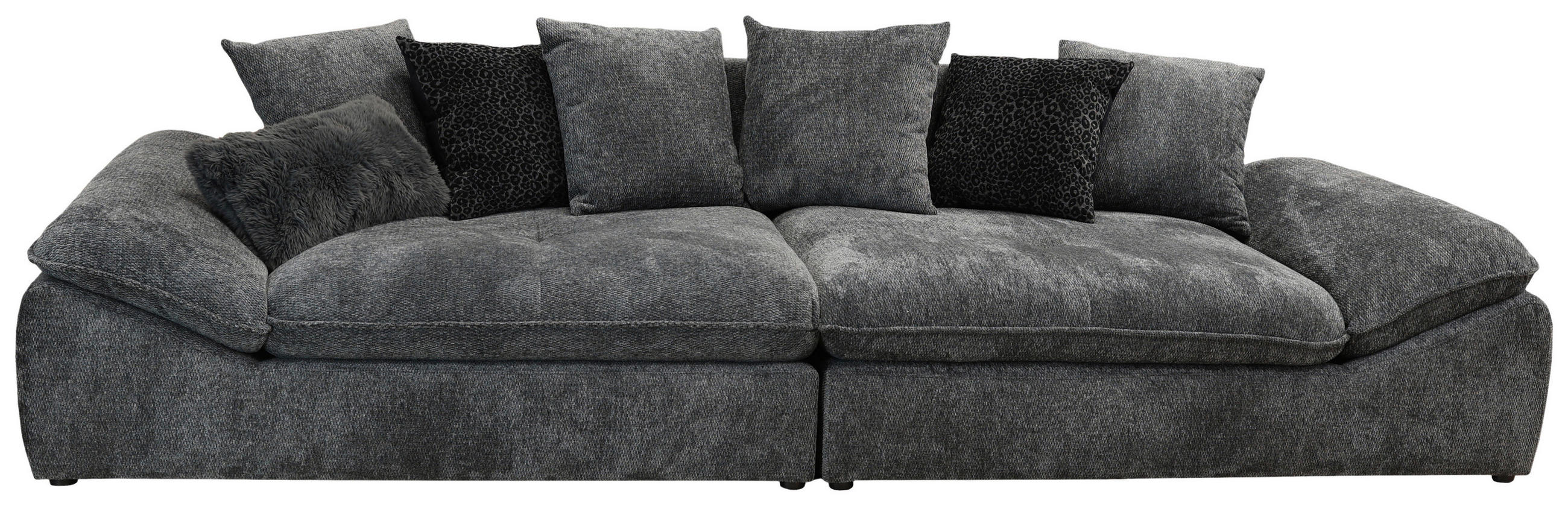 BIGSOFA Chenille Anthrazit  - Anthrazit/Schwarz, Trend, Textil (310/76-90/124cm) - MID.YOU