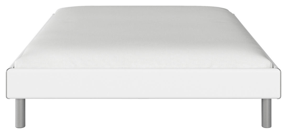 BETT 160/200 cm  in Weiss   - Weiss/Alufarben, Design, Holzwerkstoff/Metall (160/200cm) - Carryhome