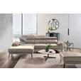 ECKSOFA in Echtleder Creme  - Creme/Schwarz, Design, Leder/Metall (187/295cm) - Novel