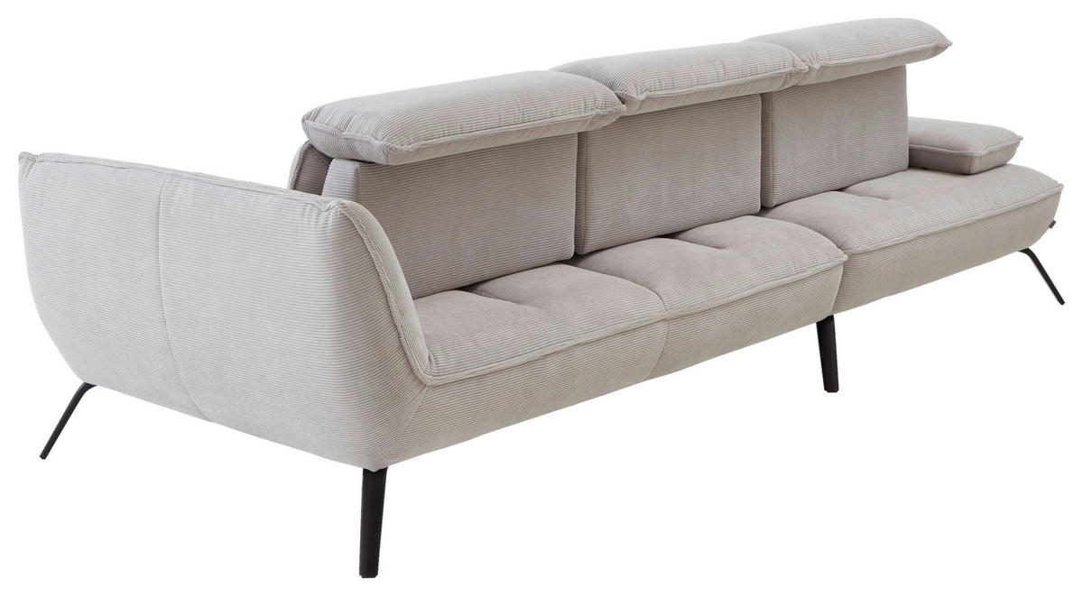 ECKSOFA Hellgrau Cord  - Hellgrau/Schwarz, Design, Textil/Metall (196/301cm) - Moderano