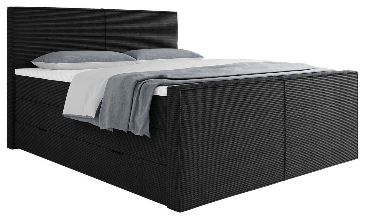 BOXSPRINGOVÁ POSTEĽ, 180/200 cm, čierna - čierna, Modern, textil (180/200cm) - Livetastic