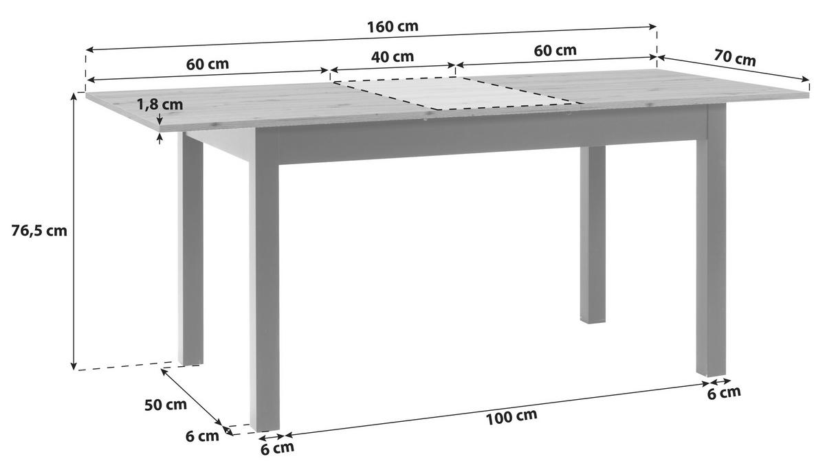 ESSTISCH in Holzwerkstoff 120/70/76,5 cm  - Schwarz/Eiche Artisan, Basics, Holzwerkstoff (120/70/76,5cm) - MID.YOU