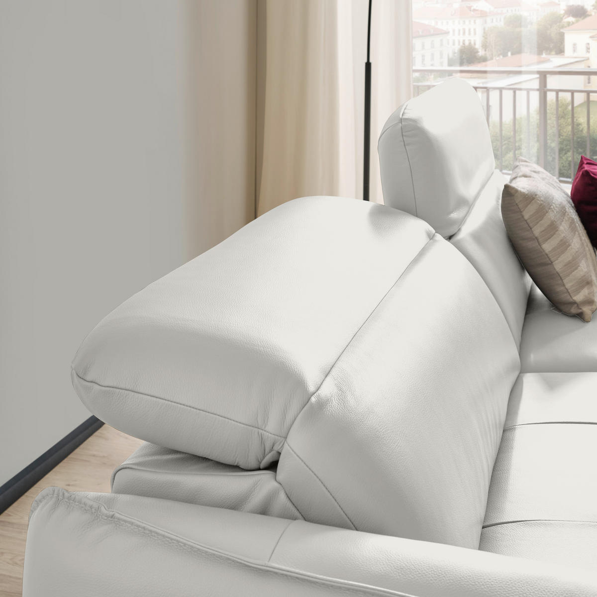 ECKSOFA Creme Echtleder  - Creme/Schwarz, Design, Leder/Metall (246/175cm) - Livetastic
