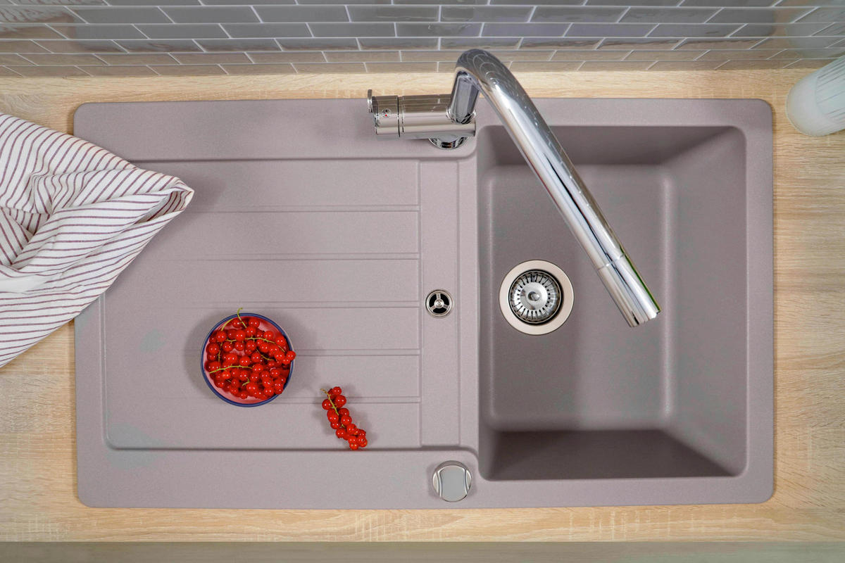 SPÜLE AUSTIN86X50G  - Grau, Design, Stein (86/21/50cm) - Respekta