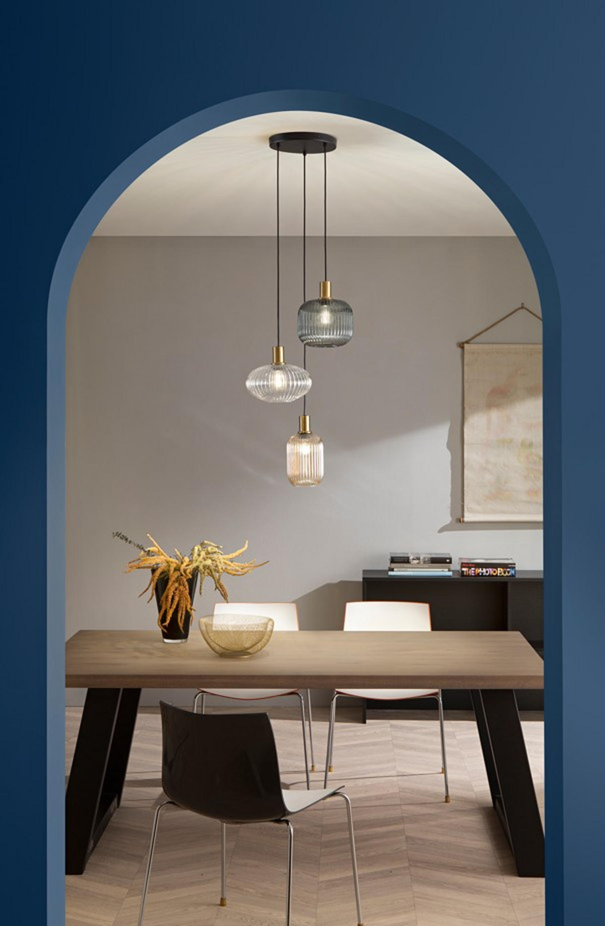 HÄNGELEUCHTE 25/220 cm  - Dunkelgrau/Transparent, Trend, Glas/Metall (25/220cm)