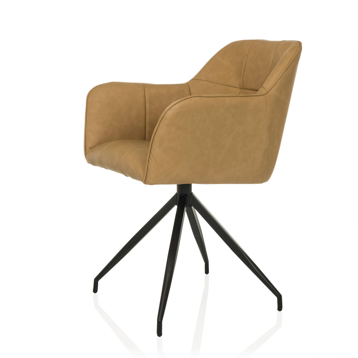 ARMLEHNSTUHL  in Lederlook  - Cognac/Schwarz, MODERN, Leder/Metall (61/90/56cm) - MID.YOU