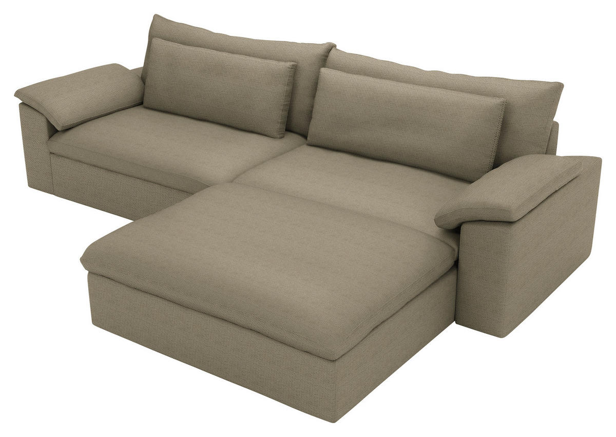 ECKSOFA  Chenille Taupe  - Taupe/Schwarz, Modern, Kunststoff/Textil (306/198cm) - Carryhome