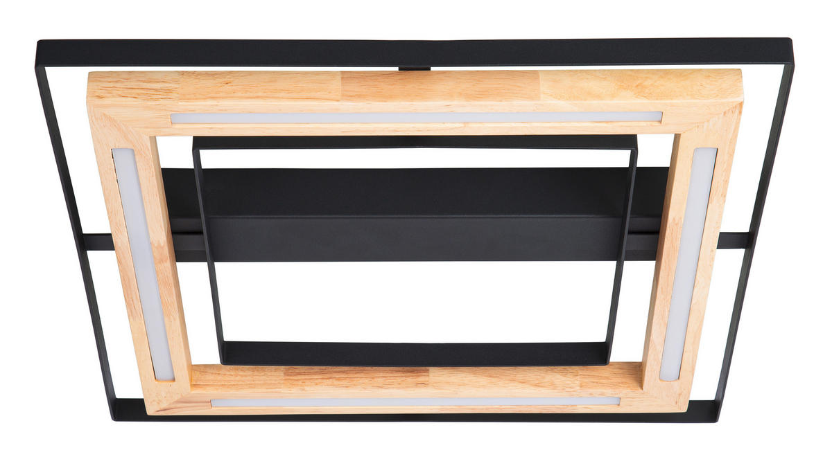 LED-DECKENLEUCHTE 46/46/6 cm   - Schwarz/Naturfarben, Natur, Holz/Metall (46/46/6cm) - Globo