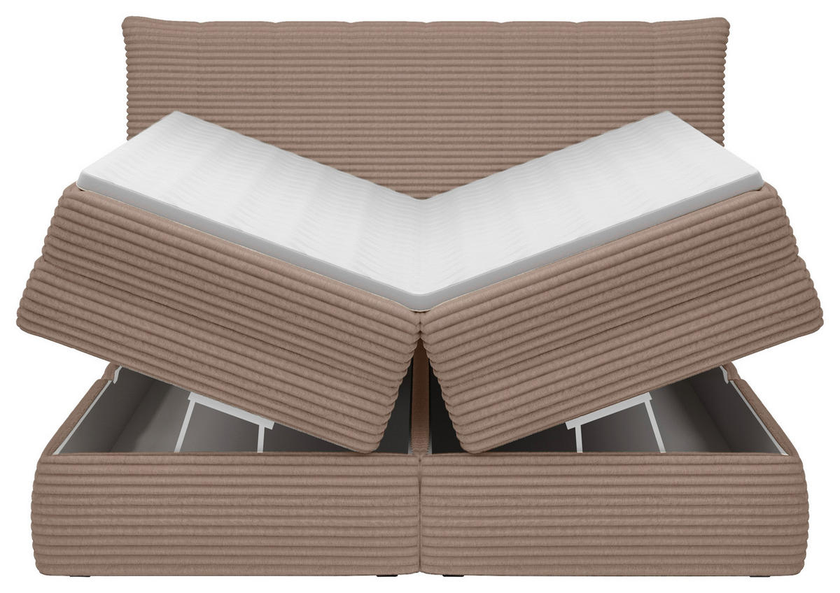 BOXSPRINGBETT 180/200 cm  in Hellbraun  - Hellbraun/Schwarz, Design, Kunststoff/Textil (180/200cm) - Chameo