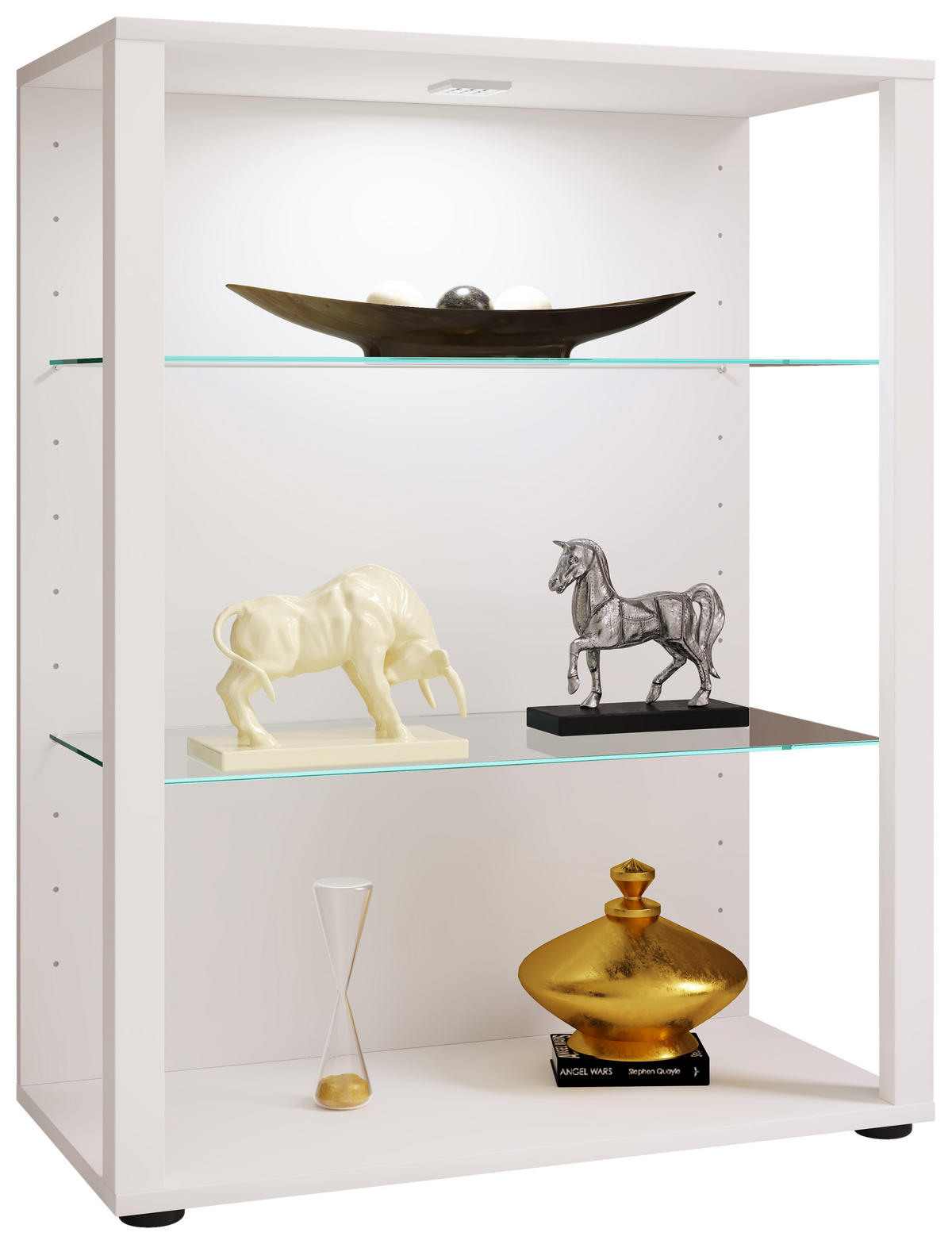 VITRINE in Weiss  - Weiss/Schwarz, Modern, Glas/Holzwerkstoff (70/90/35cm) - MID.YOU