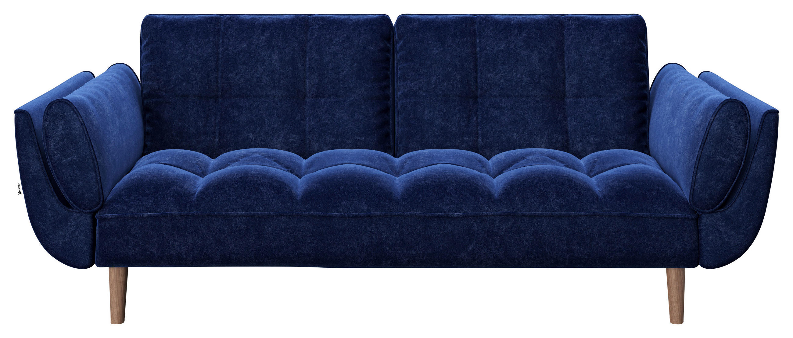 SCHLAFSOFA in Samt Blau  - Blau/Braun, KONVENTIONELL, Holz/Textil (215/81,5/84,5cm) - Playboy